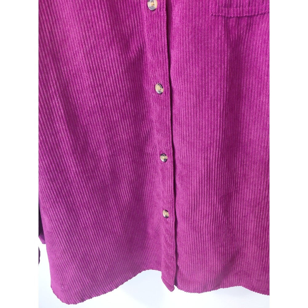 Woman Within Womens 3X 30/32 Button Up Burgundy Red Corduroy Shirt Jacket - Picture 3 of 7